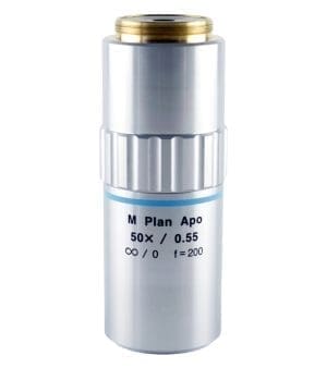 Mitutoyo 50× M-Plan Apo Objective Lens – high-resolution, infinity-corrected apochromatic objective.